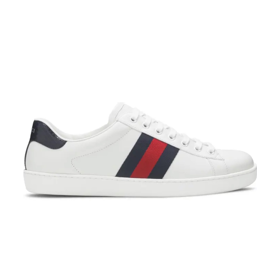 Men’s Gucci Ace Sneakers with Red and Blue Stripes